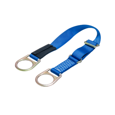 Anclaje tie-off de reata azul con dos argollas metálicas