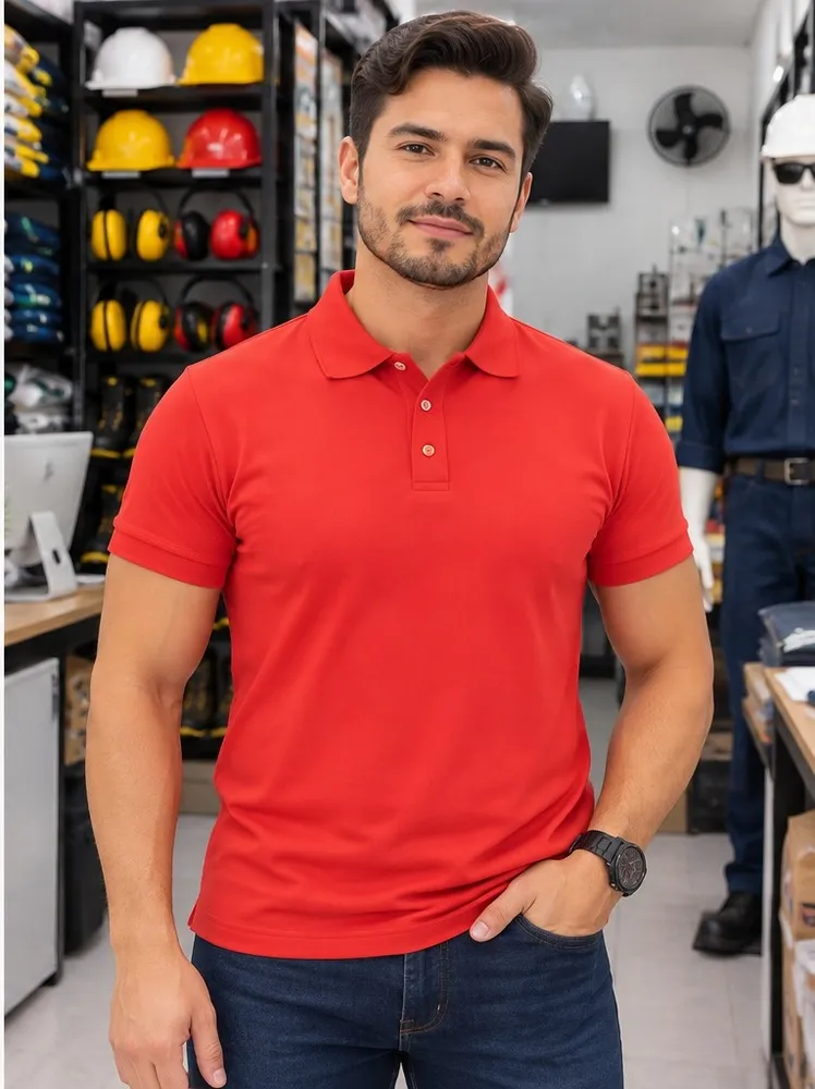 Polo rojo de dotación para caballero