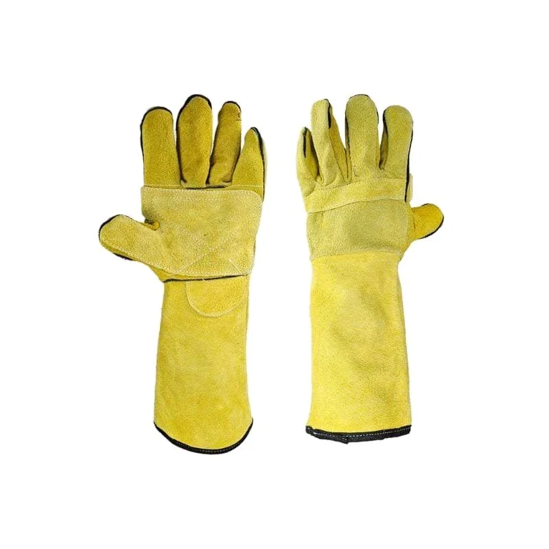 Par de guantes largos de carnaza para soldador