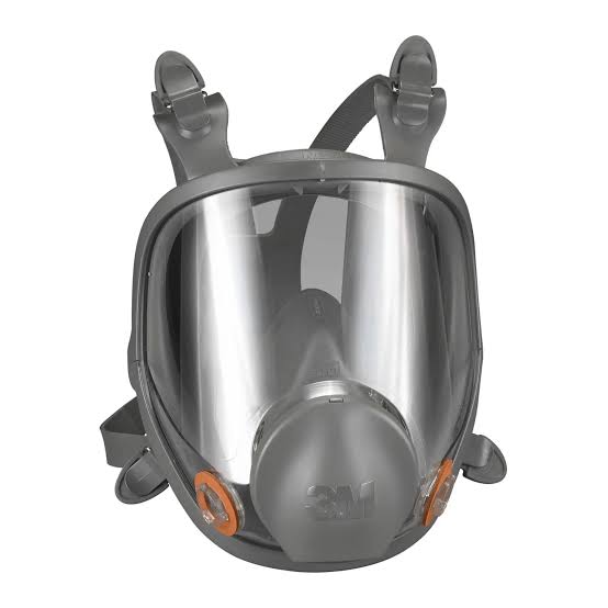 Respirador de cara completa gris con visor transparente